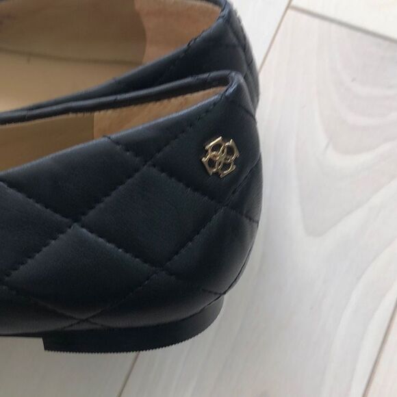 Ann Taylor Women's Quilted Leather Slip On Soft Cap-toe Ballet Shoes Black 8M - Picture 3 of 5